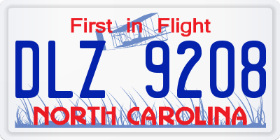 NC license plate DLZ9208