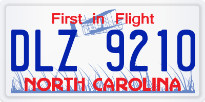 NC license plate DLZ9210