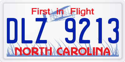NC license plate DLZ9213