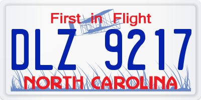 NC license plate DLZ9217