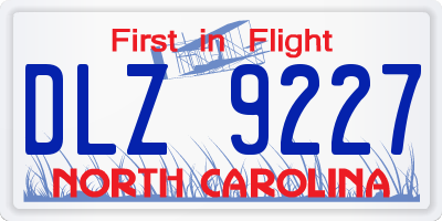NC license plate DLZ9227