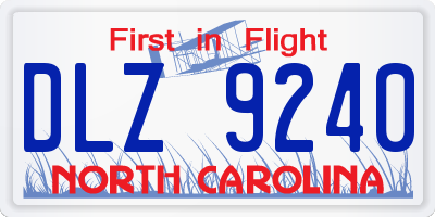 NC license plate DLZ9240