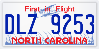 NC license plate DLZ9253