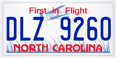 NC license plate DLZ9260