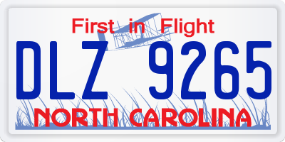 NC license plate DLZ9265