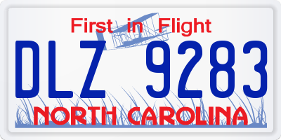 NC license plate DLZ9283