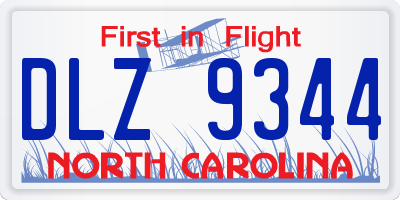 NC license plate DLZ9344