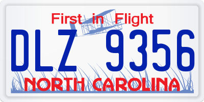 NC license plate DLZ9356