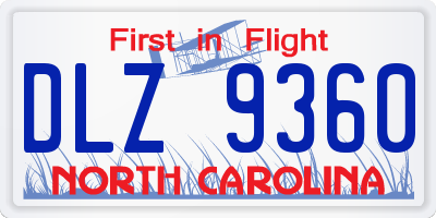 NC license plate DLZ9360