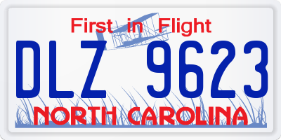 NC license plate DLZ9623