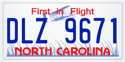 NC license plate DLZ9671