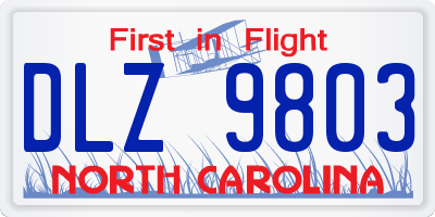 NC license plate DLZ9803