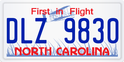 NC license plate DLZ9830
