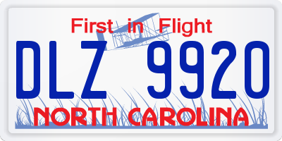 NC license plate DLZ9920