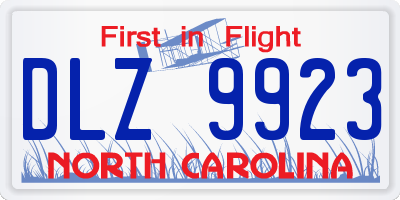 NC license plate DLZ9923