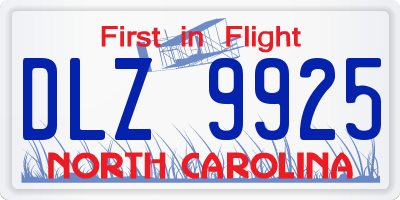 NC license plate DLZ9925