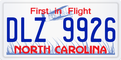 NC license plate DLZ9926