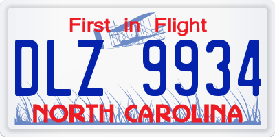 NC license plate DLZ9934
