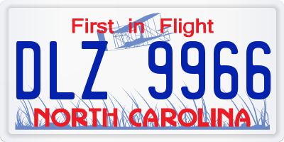 NC license plate DLZ9966