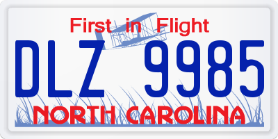 NC license plate DLZ9985