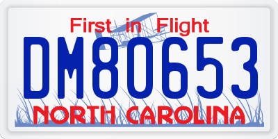 NC license plate DM80653