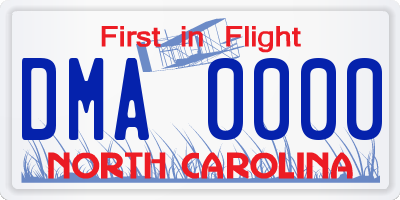 NC license plate DMA0000