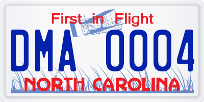 NC license plate DMA0004