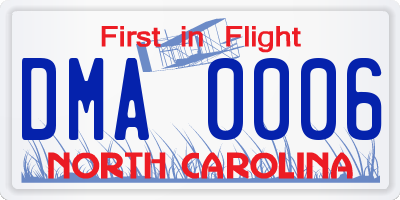 NC license plate DMA0006