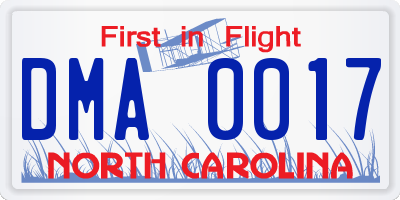 NC license plate DMA0017