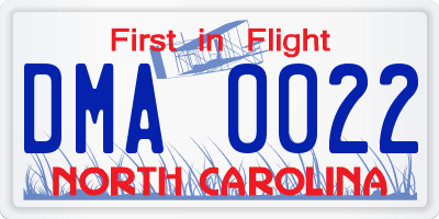 NC license plate DMA0022