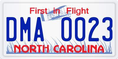 NC license plate DMA0023