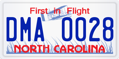 NC license plate DMA0028