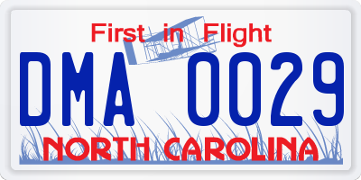 NC license plate DMA0029