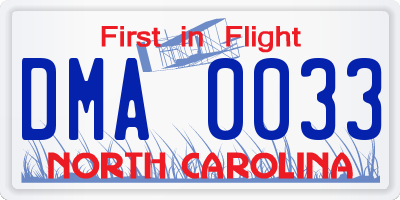 NC license plate DMA0033
