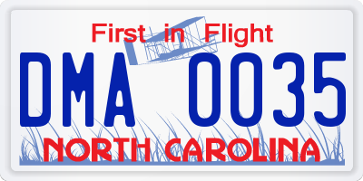 NC license plate DMA0035