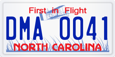 NC license plate DMA0041
