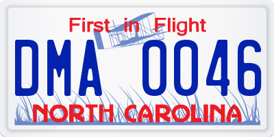 NC license plate DMA0046