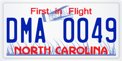 NC license plate DMA0049