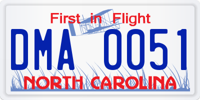 NC license plate DMA0051