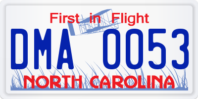 NC license plate DMA0053