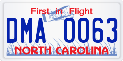 NC license plate DMA0063