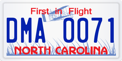 NC license plate DMA0071