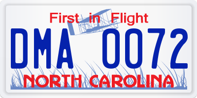NC license plate DMA0072