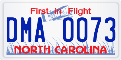 NC license plate DMA0073