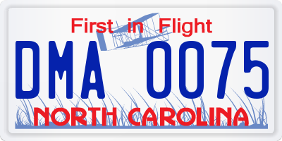 NC license plate DMA0075