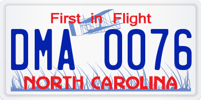NC license plate DMA0076