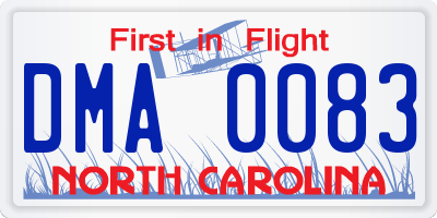 NC license plate DMA0083