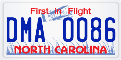 NC license plate DMA0086