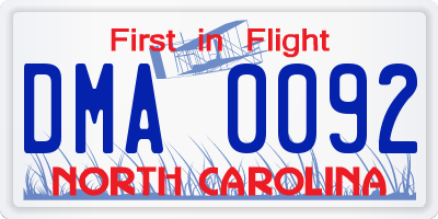 NC license plate DMA0092