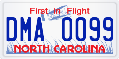 NC license plate DMA0099